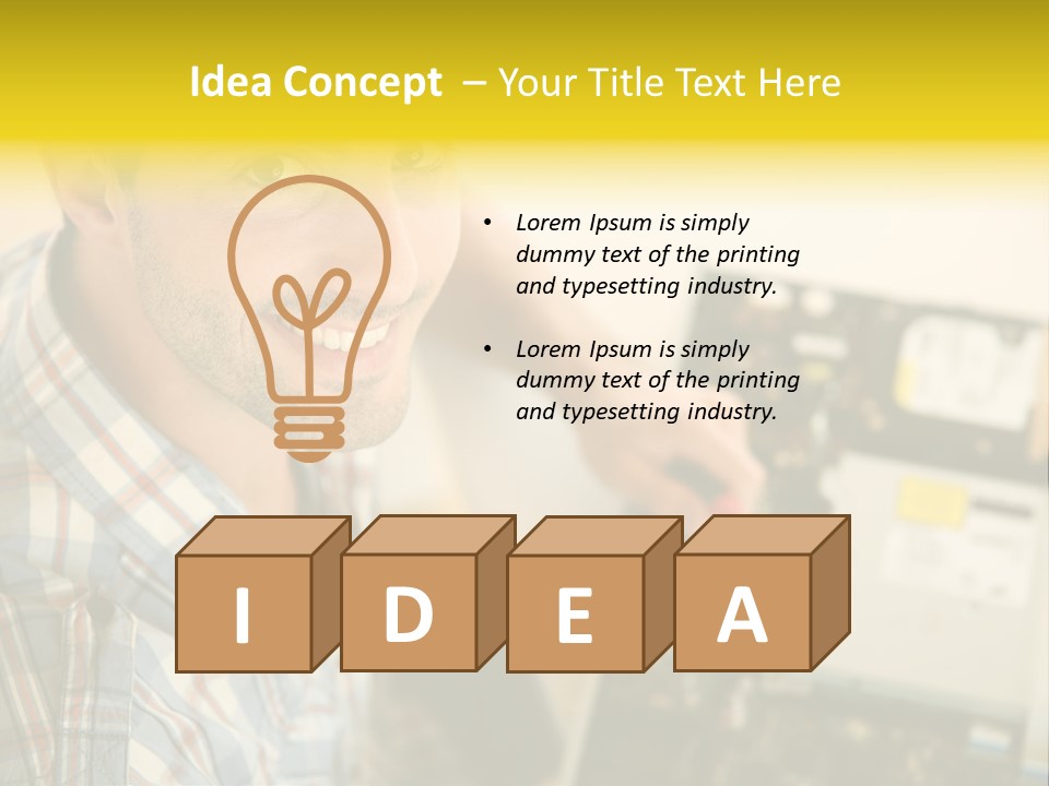 A Man Is Holding A Screw In Front Of A Circuit Board PowerPoint Template