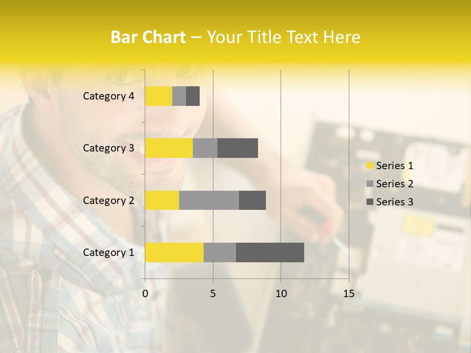 A Man Is Holding A Screw In Front Of A Circuit Board PowerPoint Template