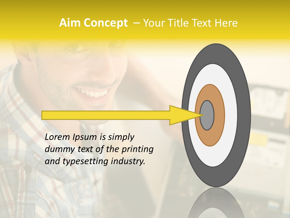 A Man Is Holding A Screw In Front Of A Circuit Board PowerPoint Template