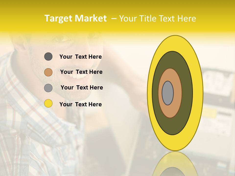 A Man Is Holding A Screw In Front Of A Circuit Board PowerPoint Template