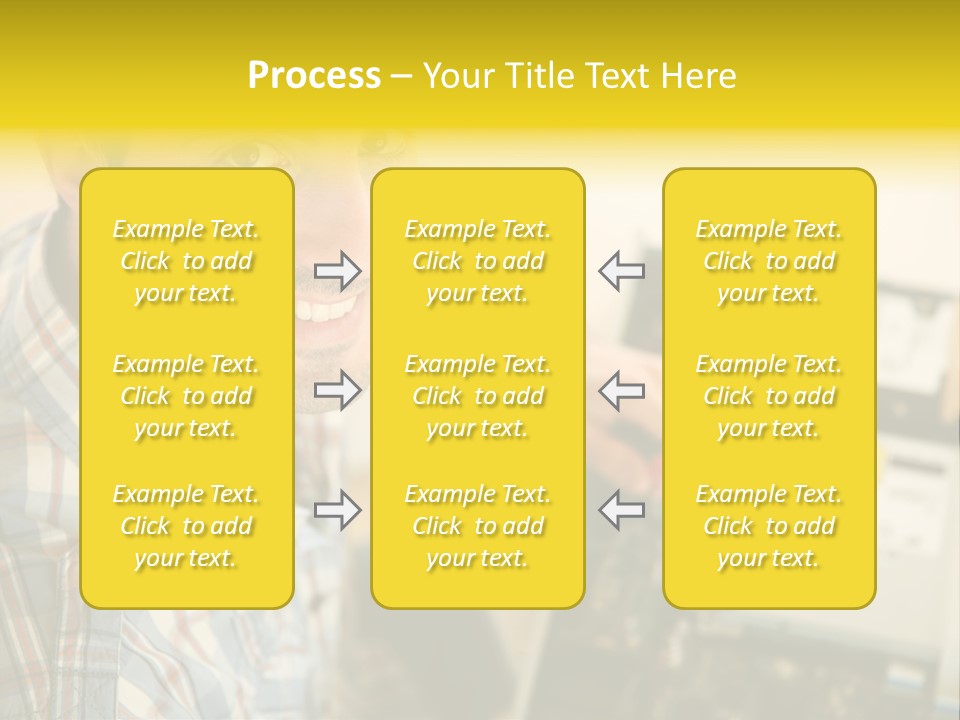 A Man Is Holding A Screw In Front Of A Circuit Board PowerPoint Template