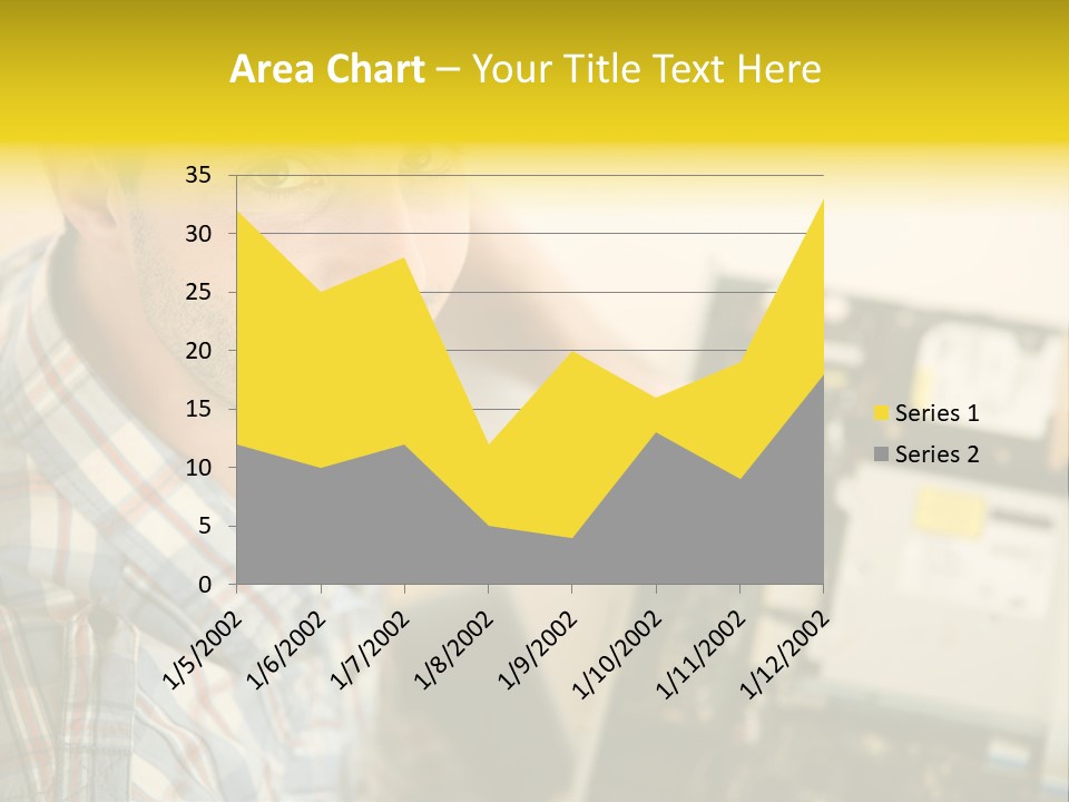 A Man Is Holding A Screw In Front Of A Circuit Board PowerPoint Template