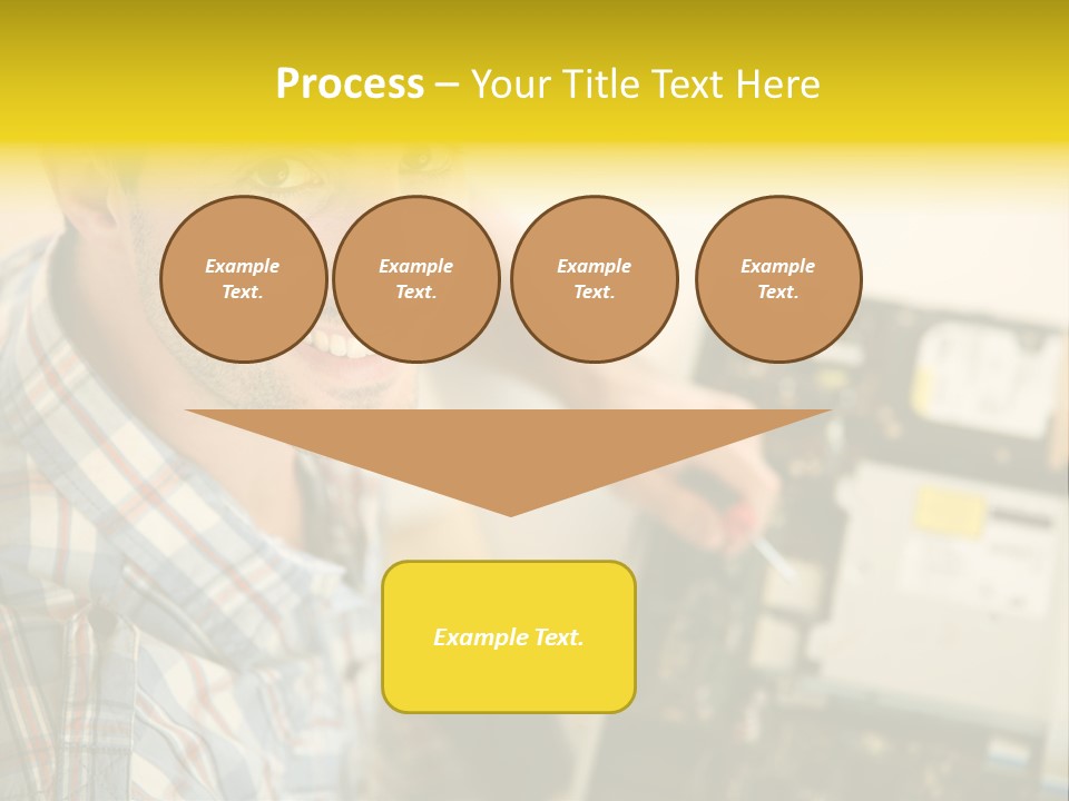 A Man Is Holding A Screw In Front Of A Circuit Board PowerPoint Template