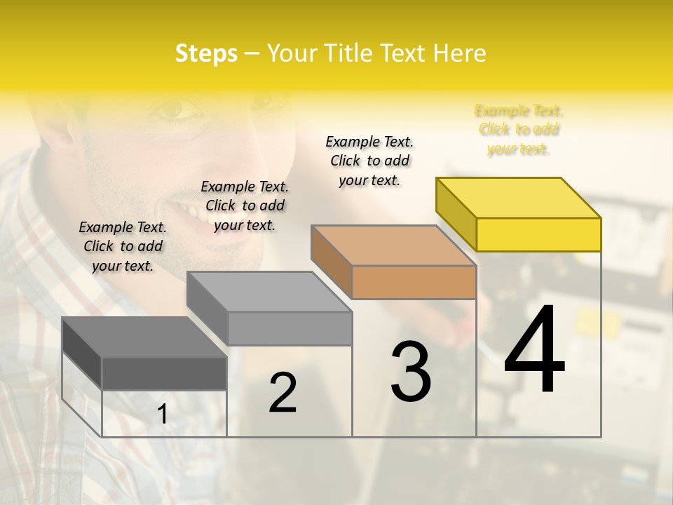 A Man Is Holding A Screw In Front Of A Circuit Board PowerPoint Template