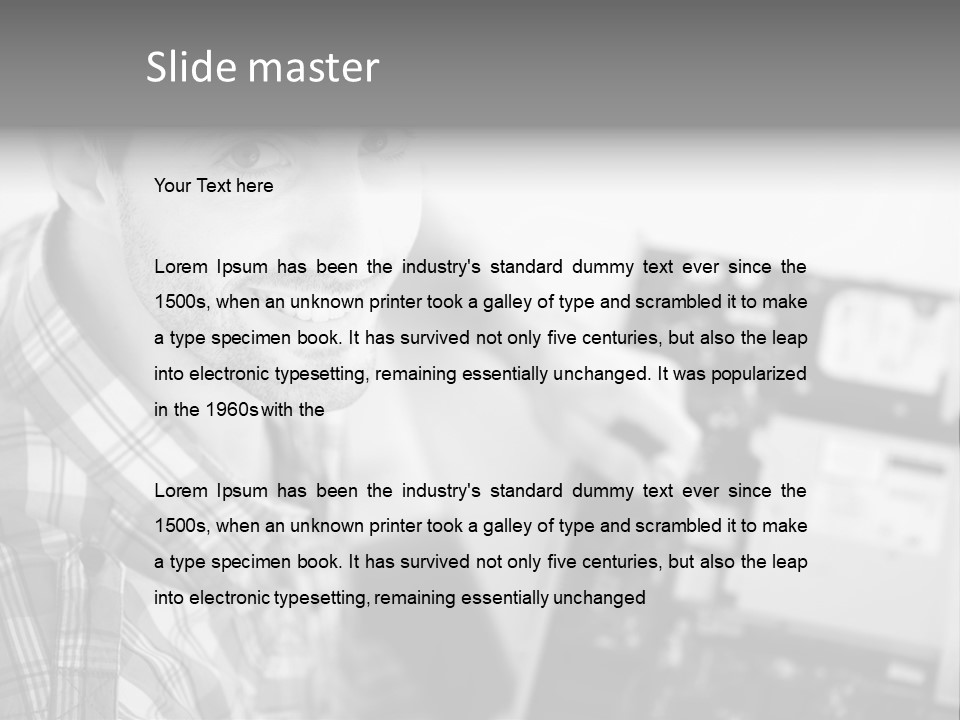 A Man Is Holding A Laptop Computer In His Hands PowerPoint Template