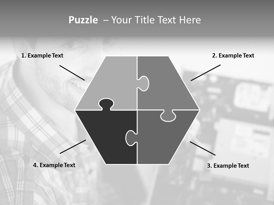 A Man Is Holding A Laptop Computer In His Hands PowerPoint Template