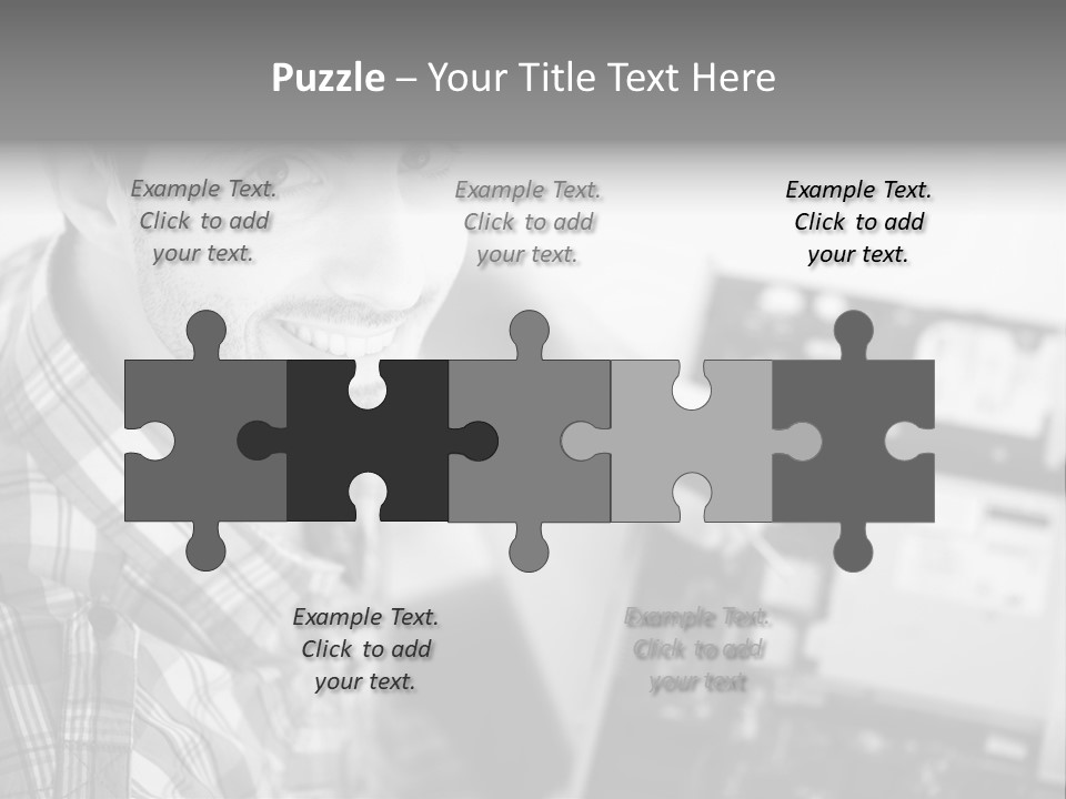 A Man Is Holding A Laptop Computer In His Hands PowerPoint Template