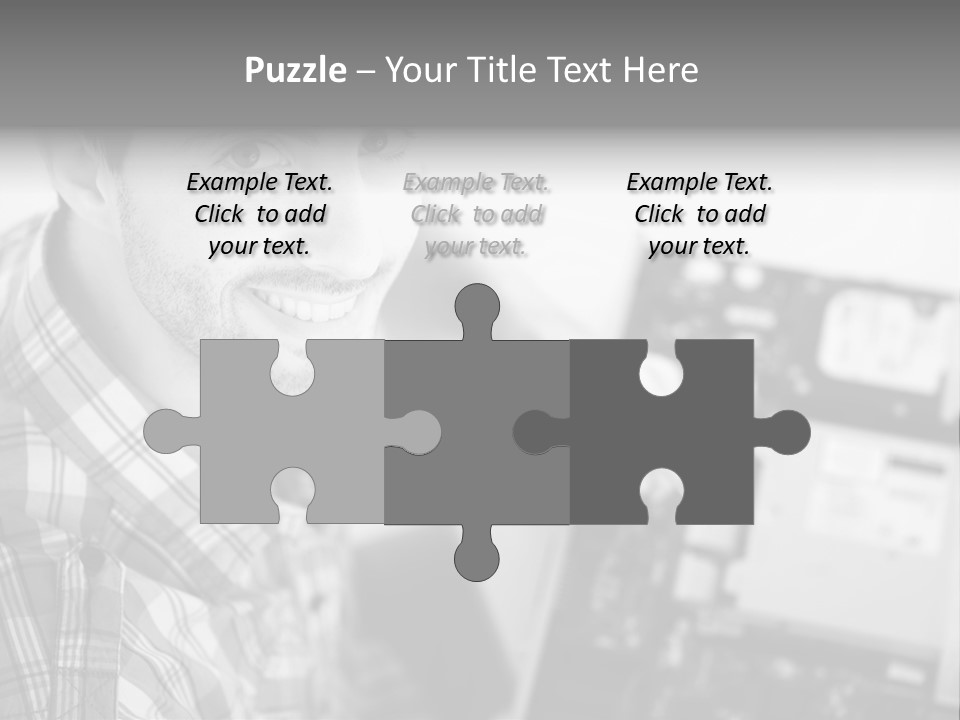 A Man Is Holding A Laptop Computer In His Hands PowerPoint Template