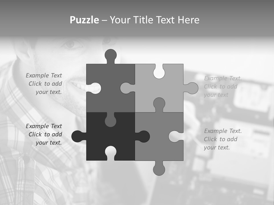 A Man Is Holding A Laptop Computer In His Hands PowerPoint Template