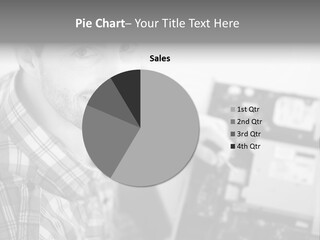 A Man Is Holding A Laptop Computer In His Hands PowerPoint Template