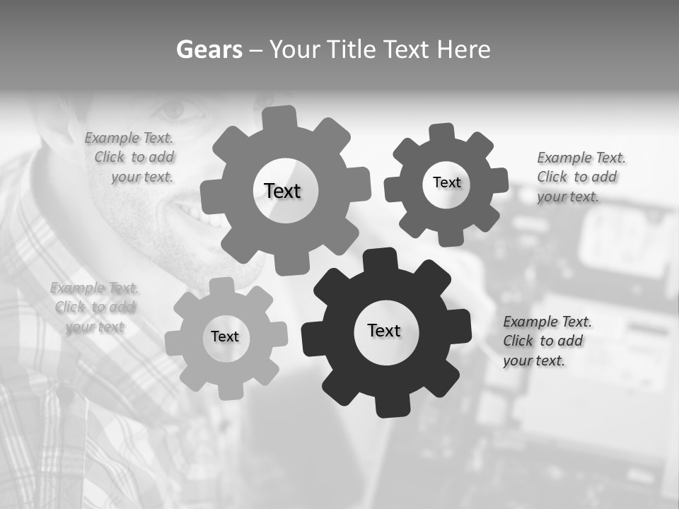 A Man Is Holding A Laptop Computer In His Hands PowerPoint Template