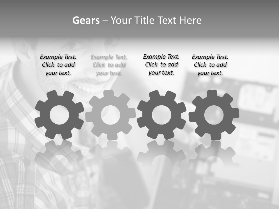 A Man Is Holding A Laptop Computer In His Hands PowerPoint Template