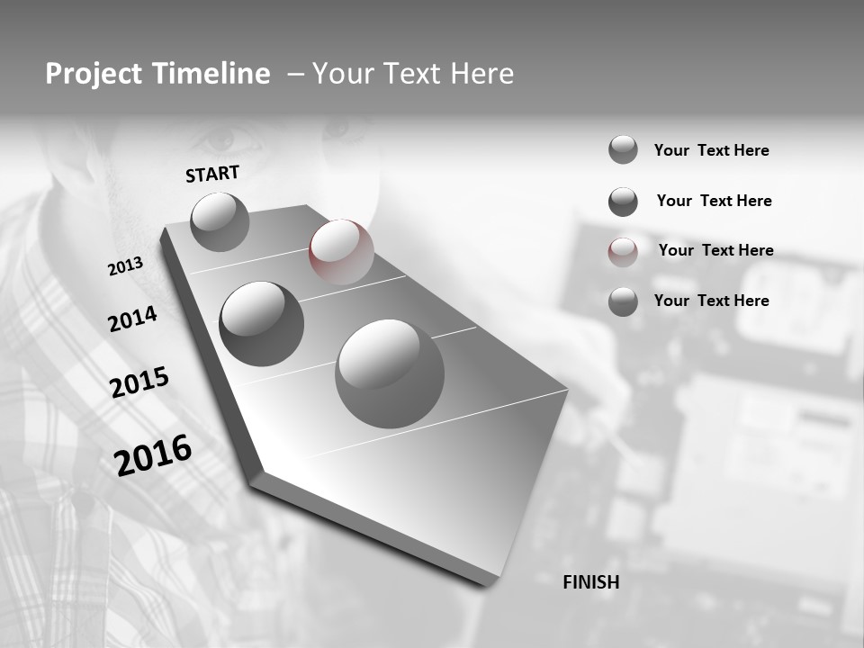 A Man Is Holding A Laptop Computer In His Hands PowerPoint Template