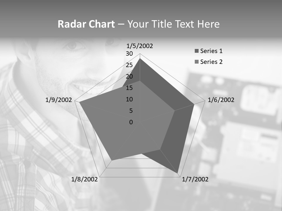 A Man Is Holding A Laptop Computer In His Hands PowerPoint Template