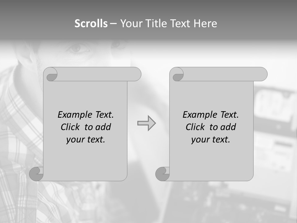A Man Is Holding A Laptop Computer In His Hands PowerPoint Template