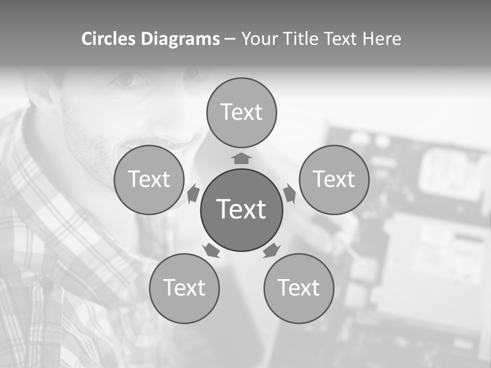 A Man Is Holding A Laptop Computer In His Hands PowerPoint Template