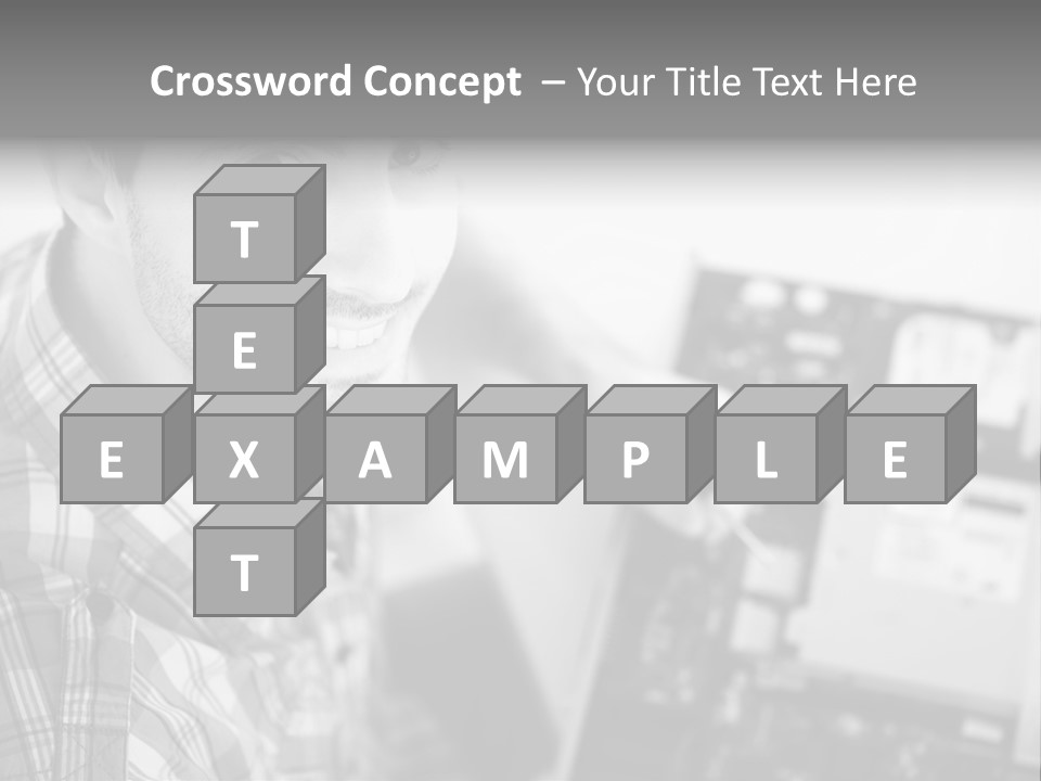 A Man Is Holding A Laptop Computer In His Hands PowerPoint Template