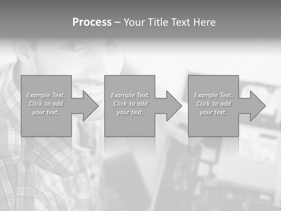 A Man Is Holding A Laptop Computer In His Hands PowerPoint Template