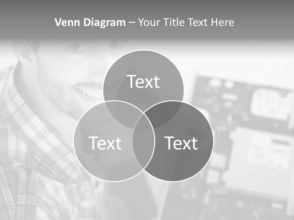 A Man Is Holding A Laptop Computer In His Hands PowerPoint Template