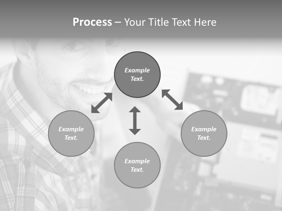 A Man Is Holding A Laptop Computer In His Hands PowerPoint Template