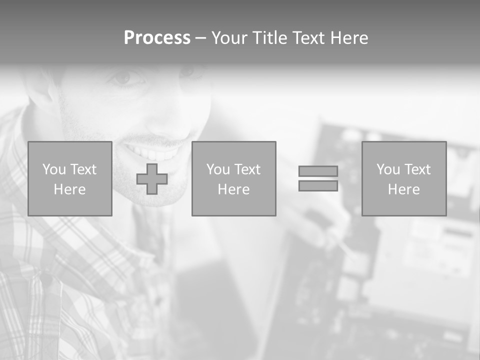 A Man Is Holding A Laptop Computer In His Hands PowerPoint Template