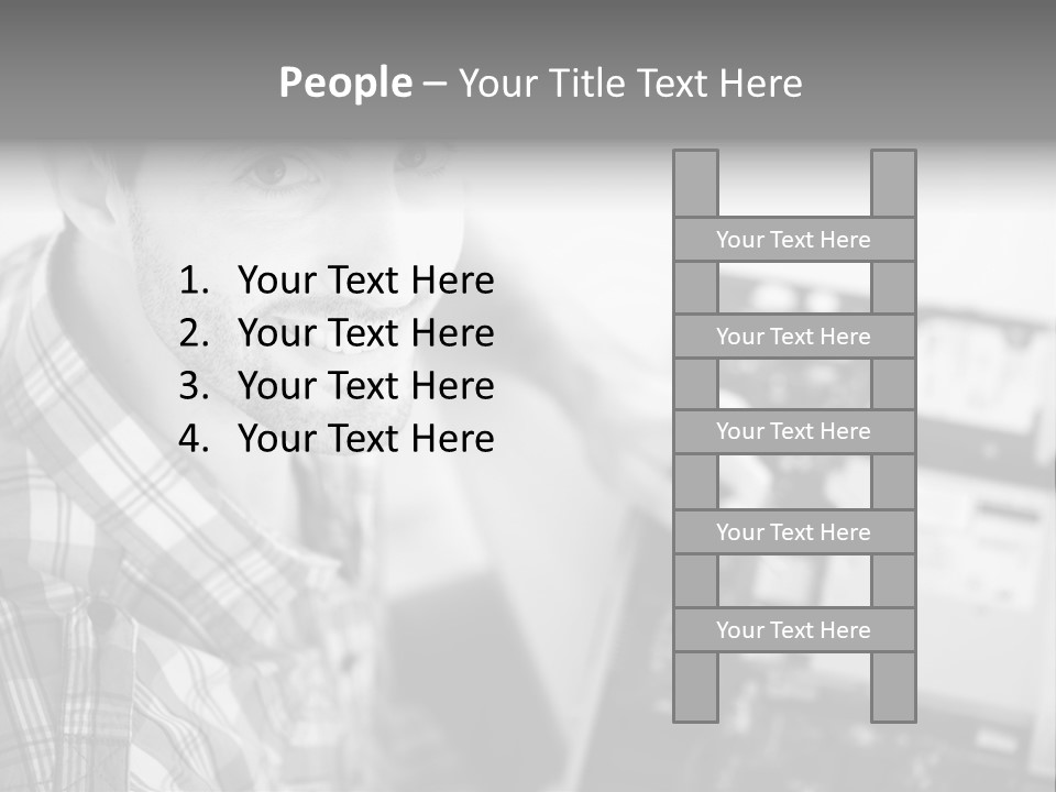 A Man Is Holding A Laptop Computer In His Hands PowerPoint Template