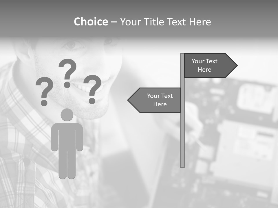 A Man Is Holding A Laptop Computer In His Hands PowerPoint Template