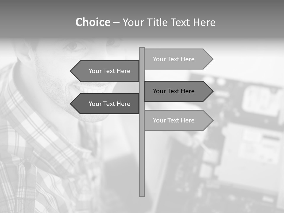 A Man Is Holding A Laptop Computer In His Hands PowerPoint Template