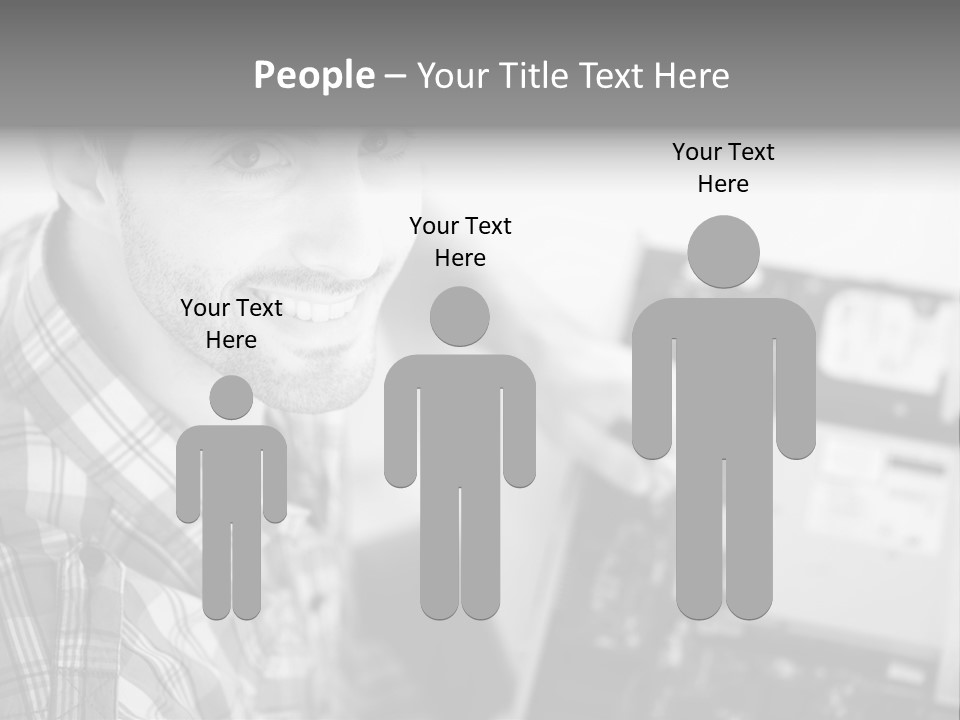 A Man Is Holding A Laptop Computer In His Hands PowerPoint Template