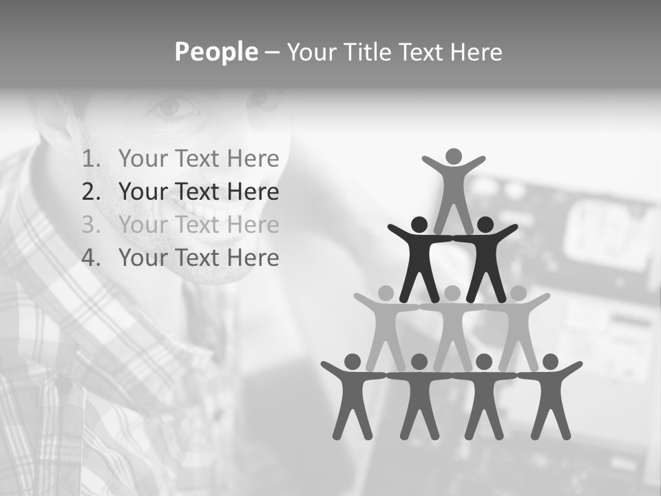 A Man Is Holding A Laptop Computer In His Hands PowerPoint Template