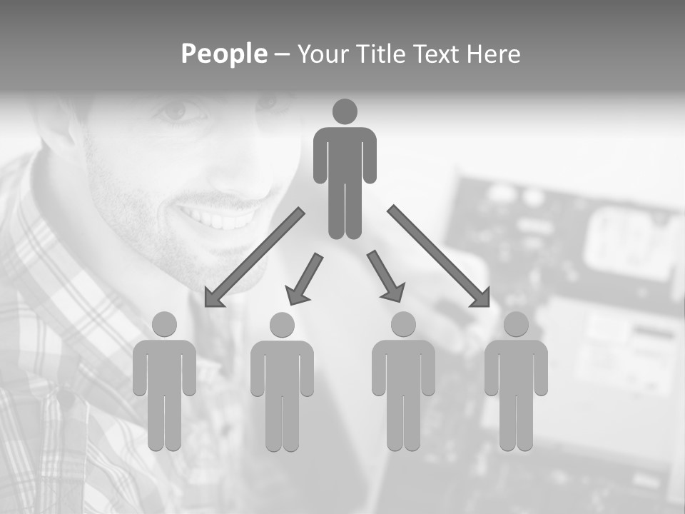 A Man Is Holding A Laptop Computer In His Hands PowerPoint Template