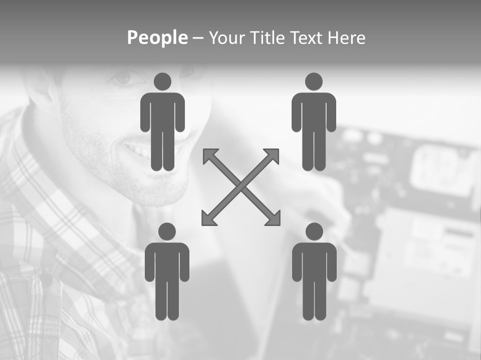 A Man Is Holding A Laptop Computer In His Hands PowerPoint Template