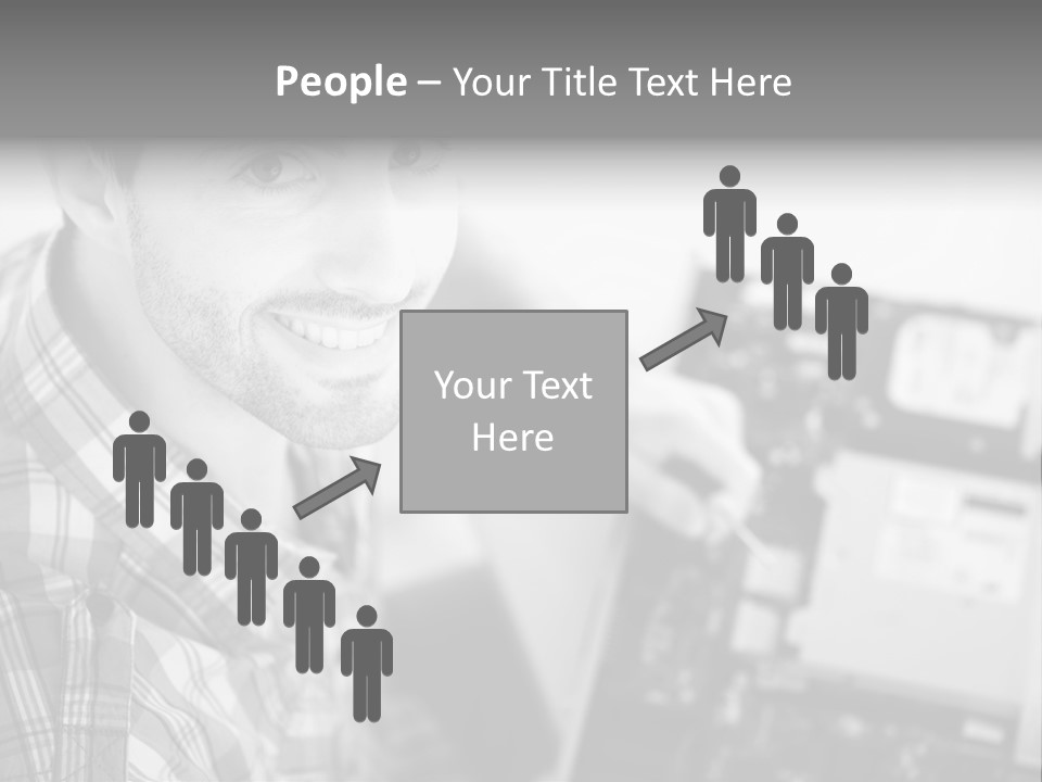 A Man Is Holding A Laptop Computer In His Hands PowerPoint Template