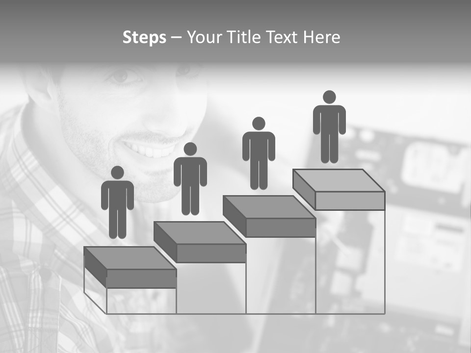 A Man Is Holding A Laptop Computer In His Hands PowerPoint Template