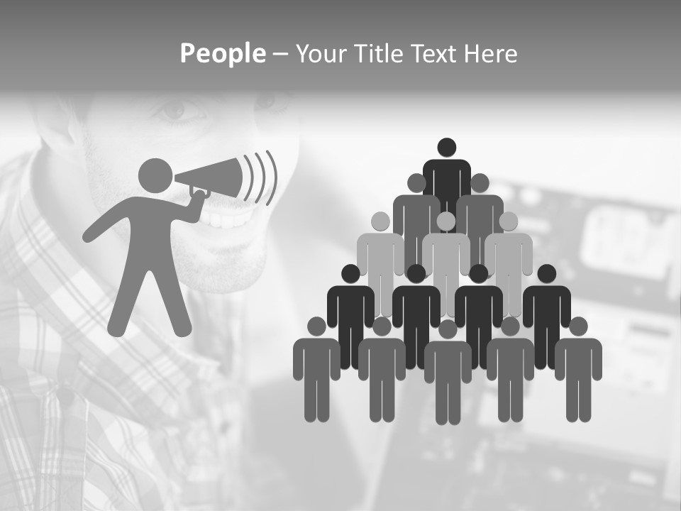 A Man Is Holding A Laptop Computer In His Hands PowerPoint Template