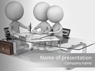 Three People Sitting At A Table With A Laptop PowerPoint Template