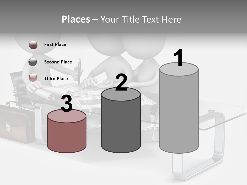 Three People Sitting At A Table With A Laptop PowerPoint Template