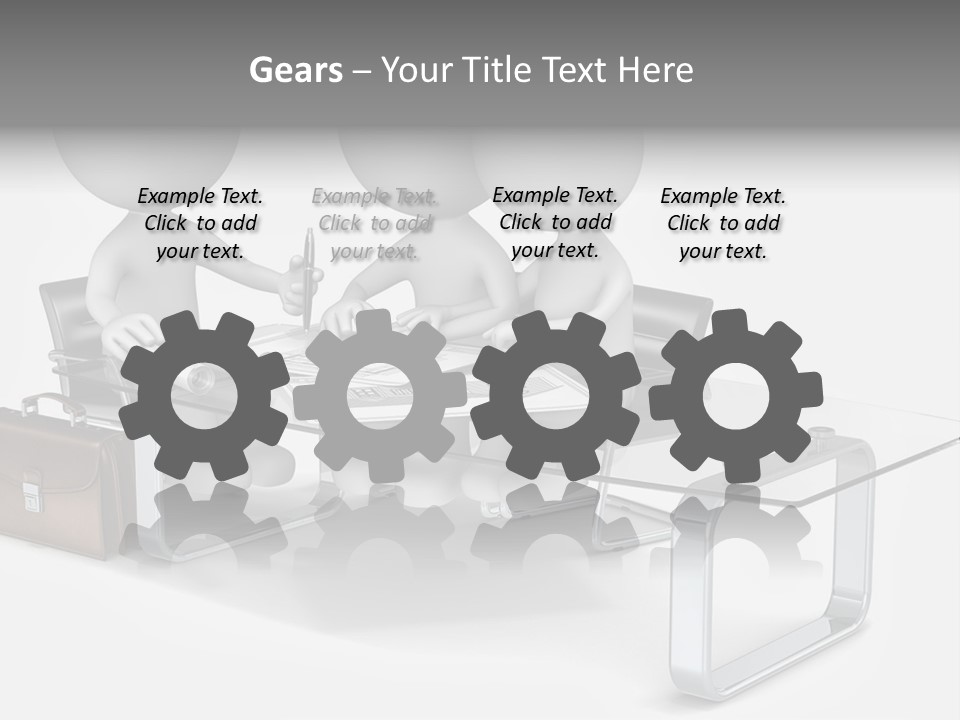 Three People Sitting At A Table With A Laptop PowerPoint Template