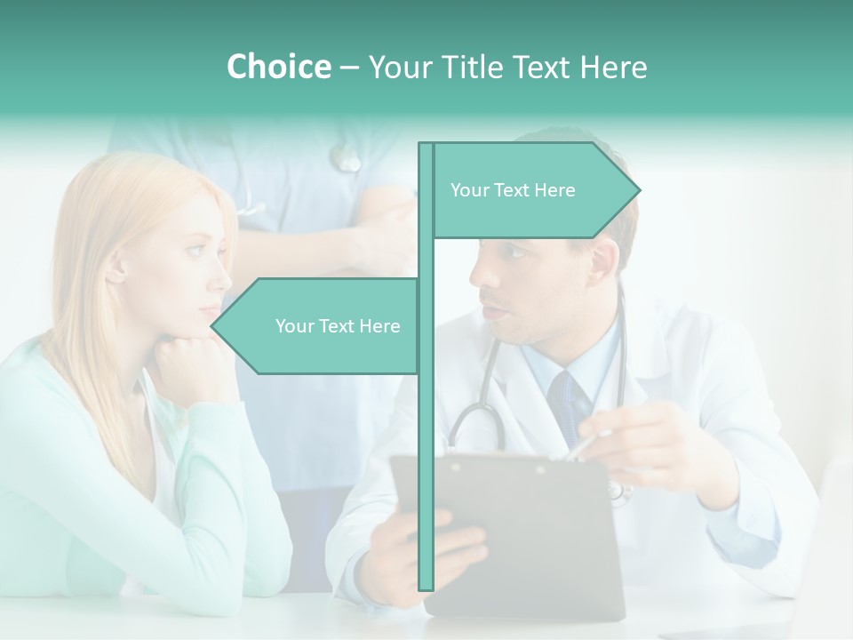 A Doctor And A Patient Discussing Something On A Clipboard PowerPoint Template