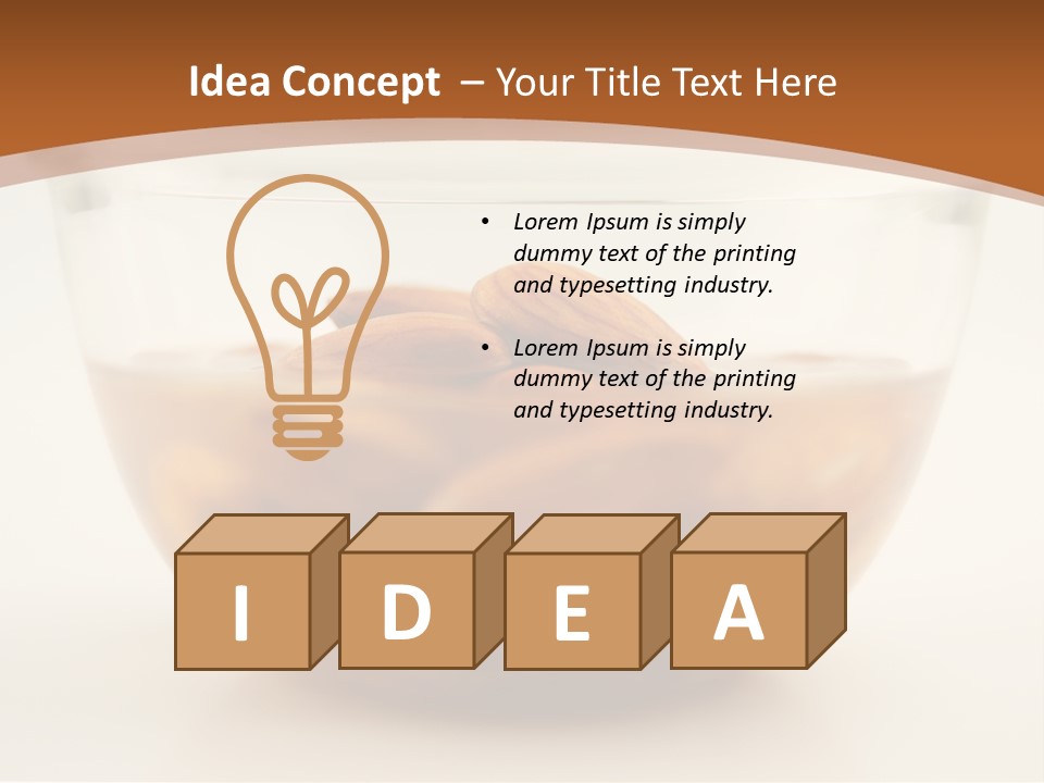 A Glass Bowl Filled With Almonds On Top Of A Table PowerPoint Template