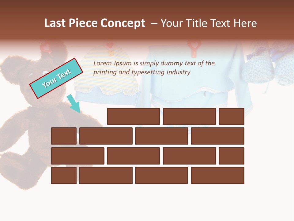 A Teddy Bear And Baby Clothes Hanging On A Clothes Line PowerPoint Template