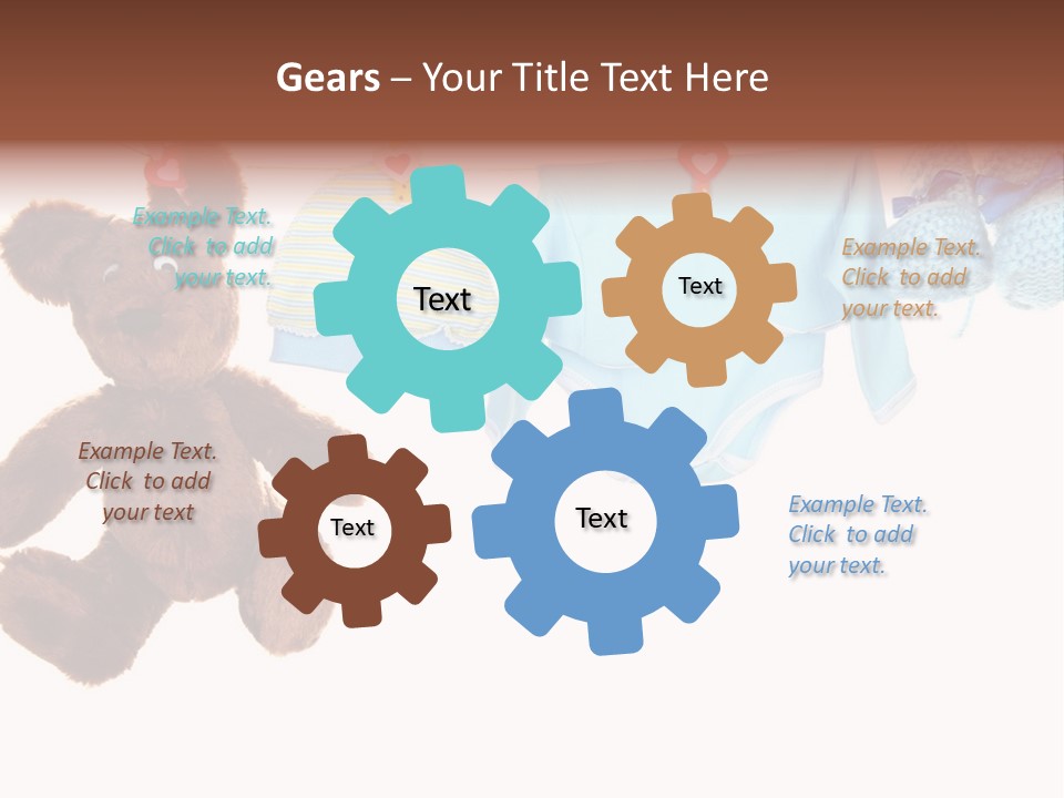 A Teddy Bear And Baby Clothes Hanging On A Clothes Line PowerPoint Template