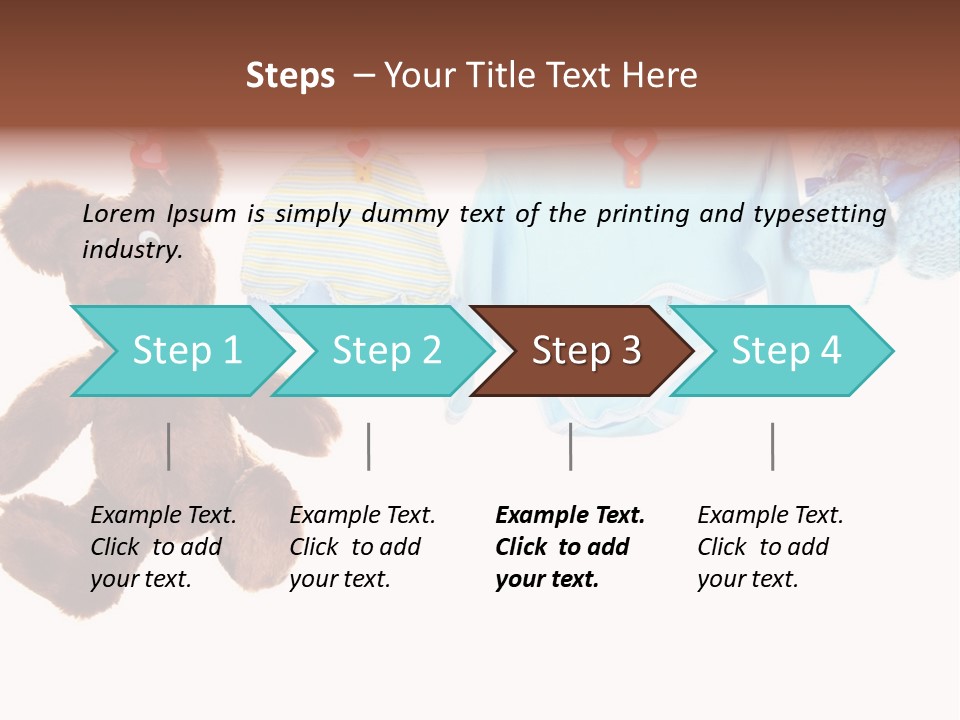 A Teddy Bear And Baby Clothes Hanging On A Clothes Line PowerPoint Template