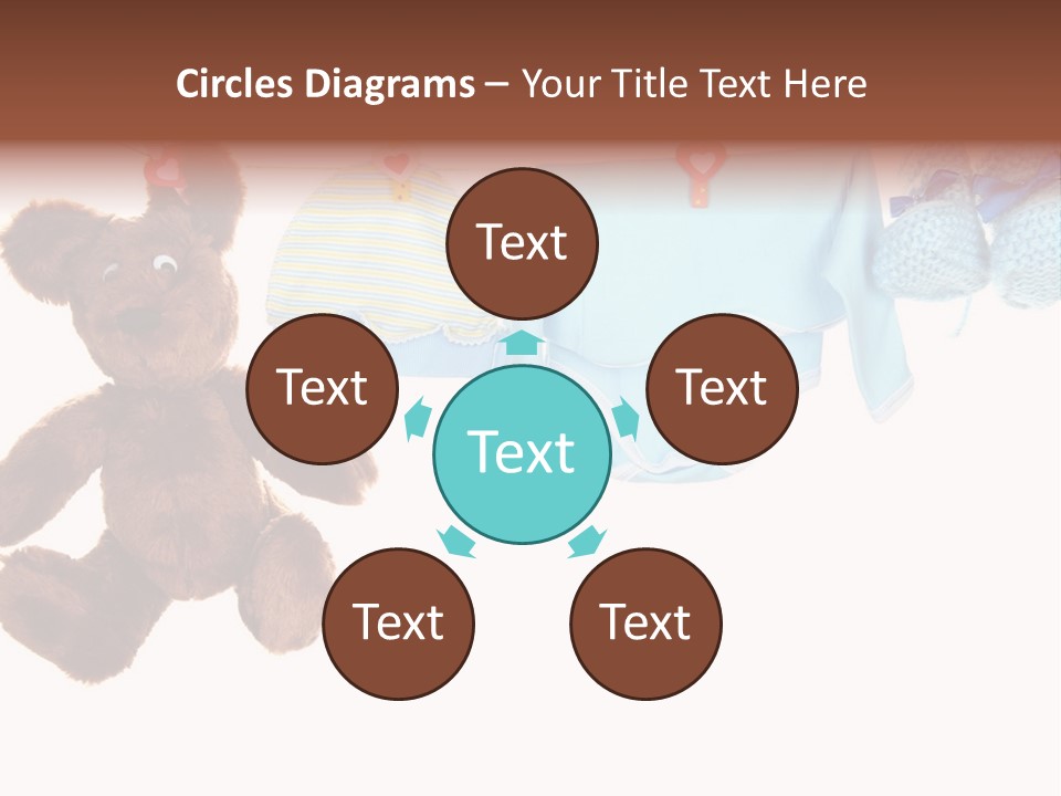 A Teddy Bear And Baby Clothes Hanging On A Clothes Line PowerPoint Template