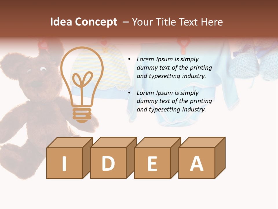 A Teddy Bear And Baby Clothes Hanging On A Clothes Line PowerPoint Template