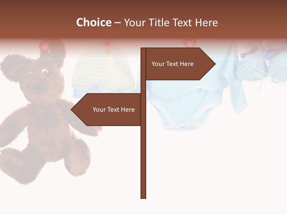 A Teddy Bear And Baby Clothes Hanging On A Clothes Line PowerPoint Template