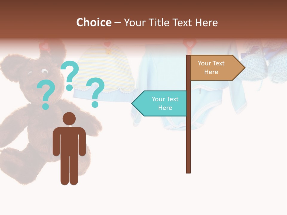 A Teddy Bear And Baby Clothes Hanging On A Clothes Line PowerPoint Template