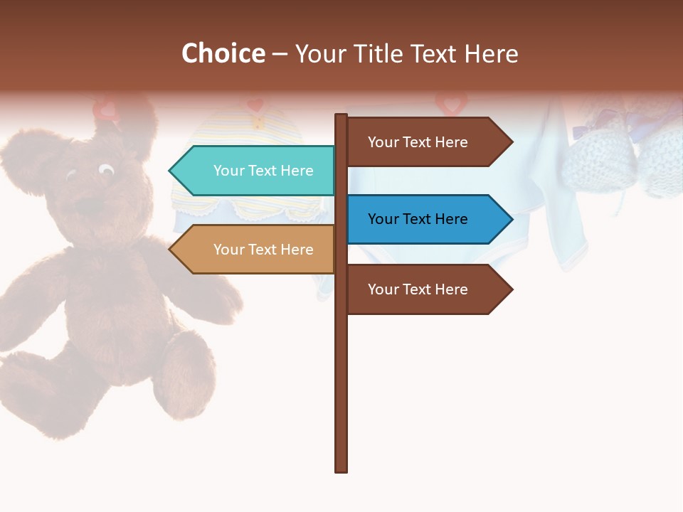 A Teddy Bear And Baby Clothes Hanging On A Clothes Line PowerPoint Template