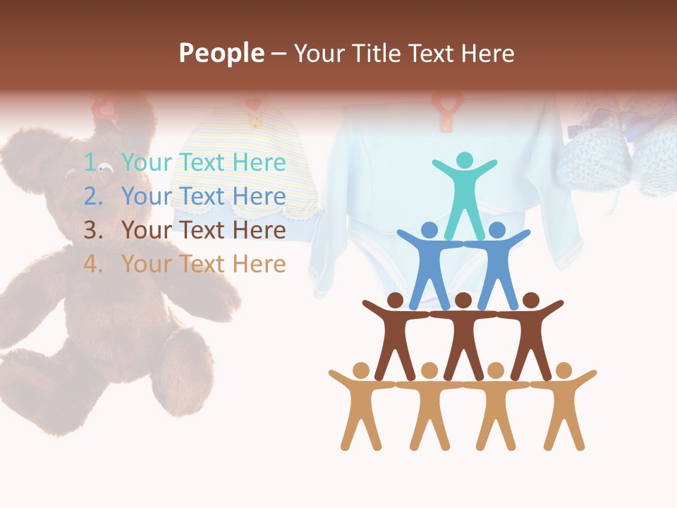 A Teddy Bear And Baby Clothes Hanging On A Clothes Line PowerPoint Template