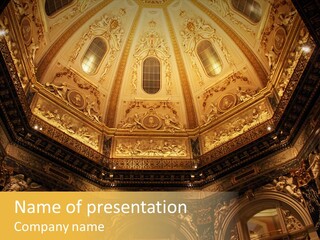 A Dome In A Building With A Light Shining On It PowerPoint Template